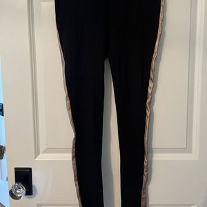 548 Nordstrom brand black leggings with gold piping. Size small
